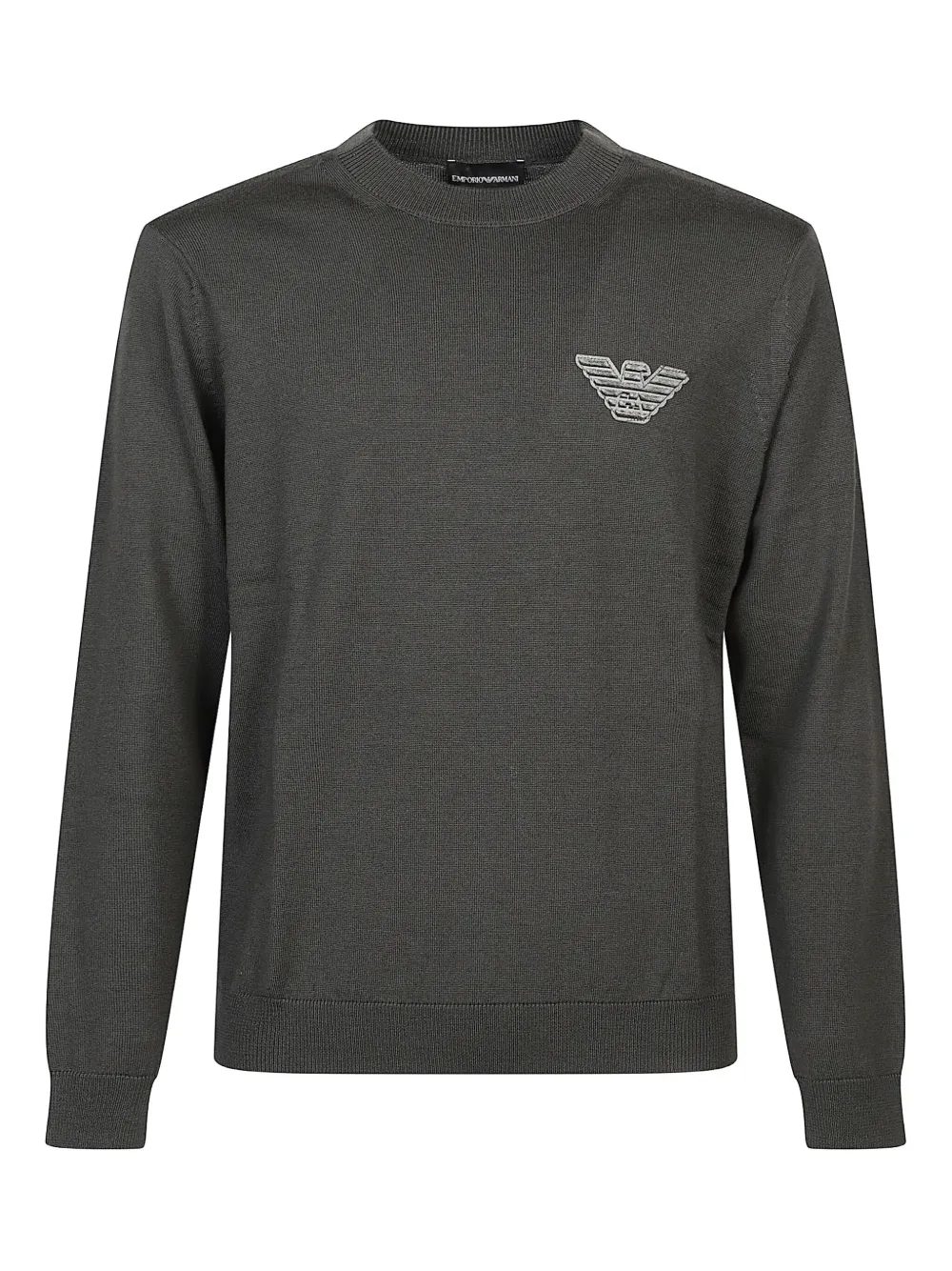 

Шерстяной свитер с вышитым логотипом EMPORIO ARMANI, зеленый