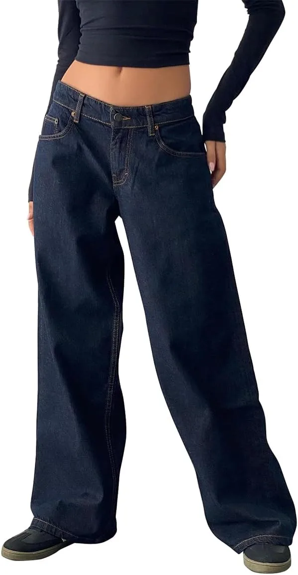 

Женские широкие джинсы baggy low waisted straight leg в стиле Y2K Fiacafyo