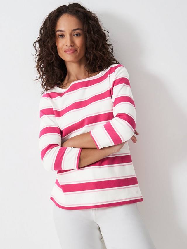 

Топ Ultimate Breton в полоску Crew Clothing, Pink/White