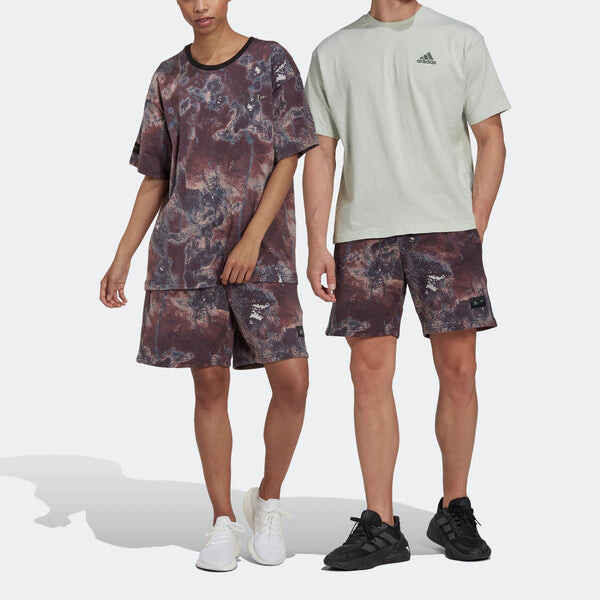 Шорты men's x parley crossover loose paint splash effect printing sports shorts khaki brown Adidas, мультиколор — фото 2