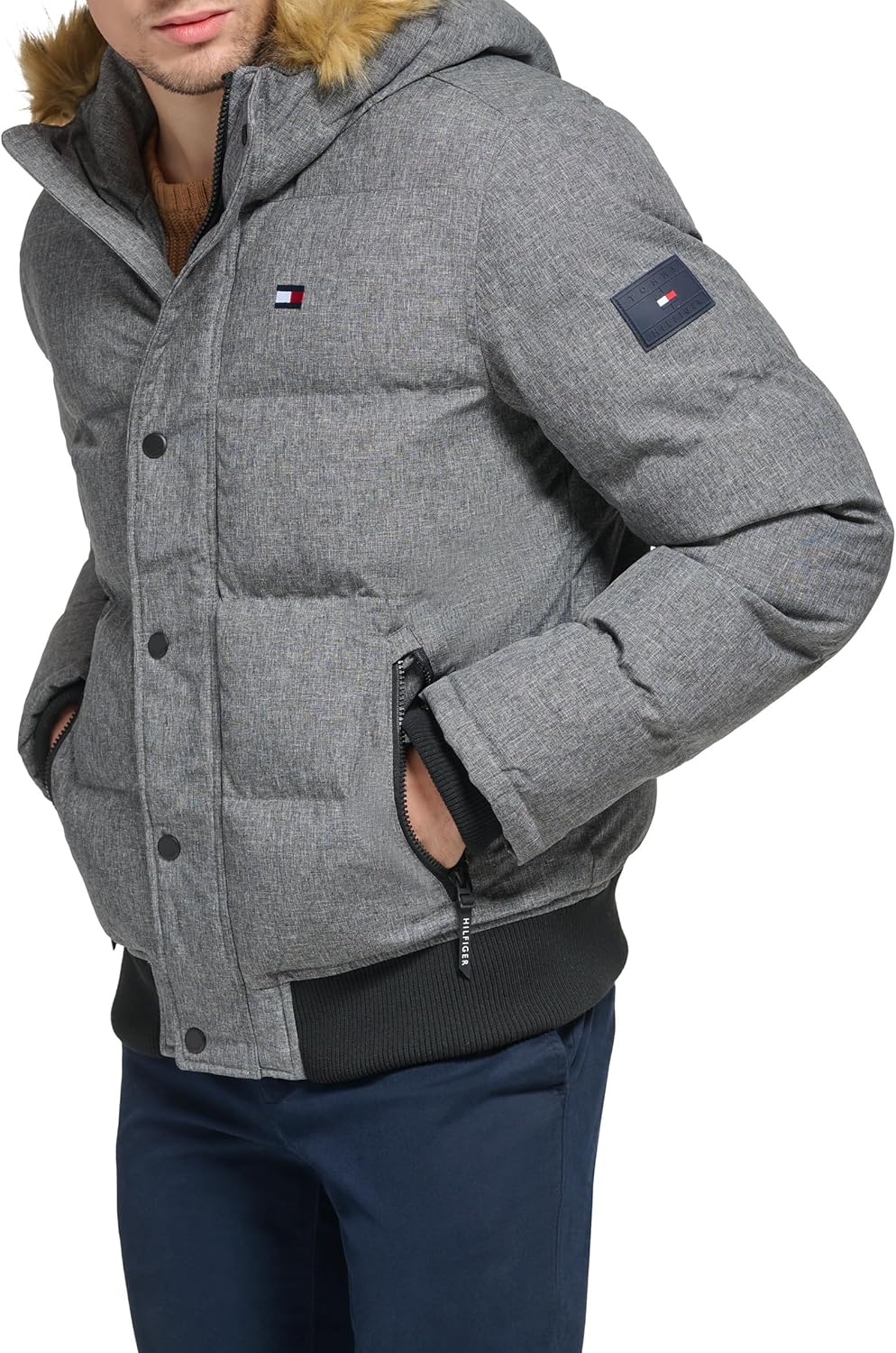 Мужская стеганая куртка-бомбер Tommy Hilfiger Arctic Cloth (стандартная и для больших и высоких), Heather Grey — фото 2
