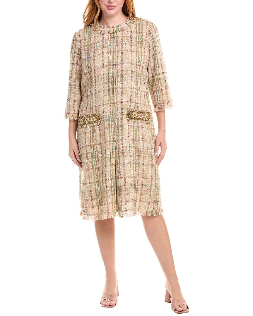 

Тери Джон от Рики Фриман Плюс Пледовая твидовая платье-сарафан Teri Jon by Rickie Freeman, бежевый