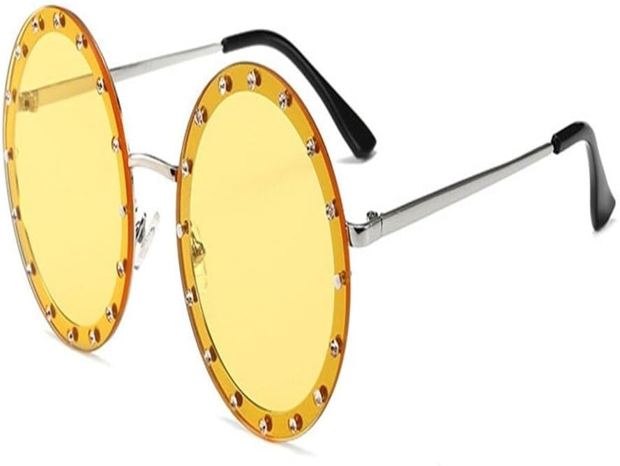 

Винтажные круглые солнцезащитные очки для женщин, металлические солнцезащитные очки, классические розово-красные ретро-очки, прозрачные очки для мужчин, защита от УФ-излучения UV400 JWMSXYQR, Yellow