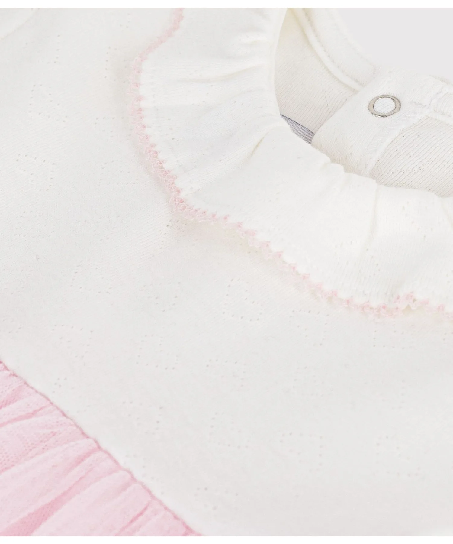 Детское платье-туника из тюля с сердечками PETIT BATEAU бело-розовое — фото 4