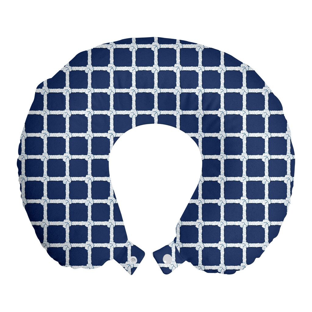 

ABAKUHAUS Темно-белая дорожная подушка для шеи, квадратная сетка для матросской веревки, пенопластовые дорожные принадлежности для самолета и автомобиля, 30x30 см, темно-синий белый