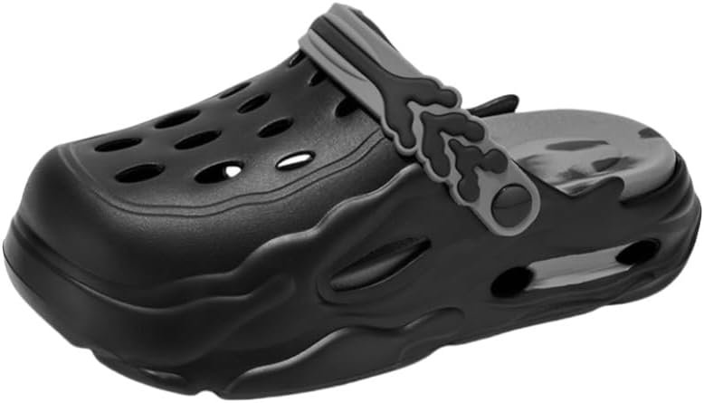 

Мужские массивные сабо - дышащие нескользящие шлепанцы из ЭВА с однотонным дизайном, закрытым носком, летняя обувь для пляжа, бассейна, сада и активного отдыха на улице Clolinde, черный