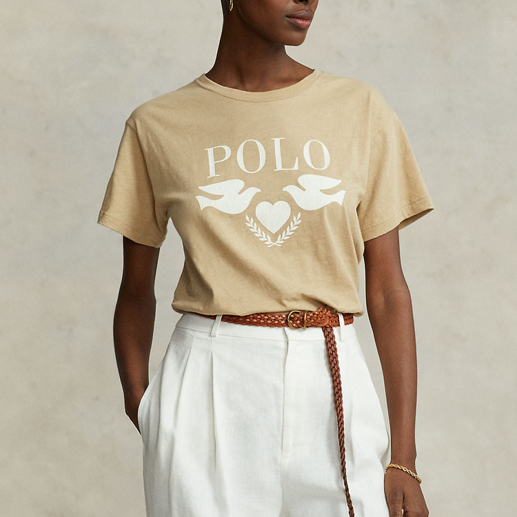 Футболка женская бежевая Polo Ralph Lauren — фото 4