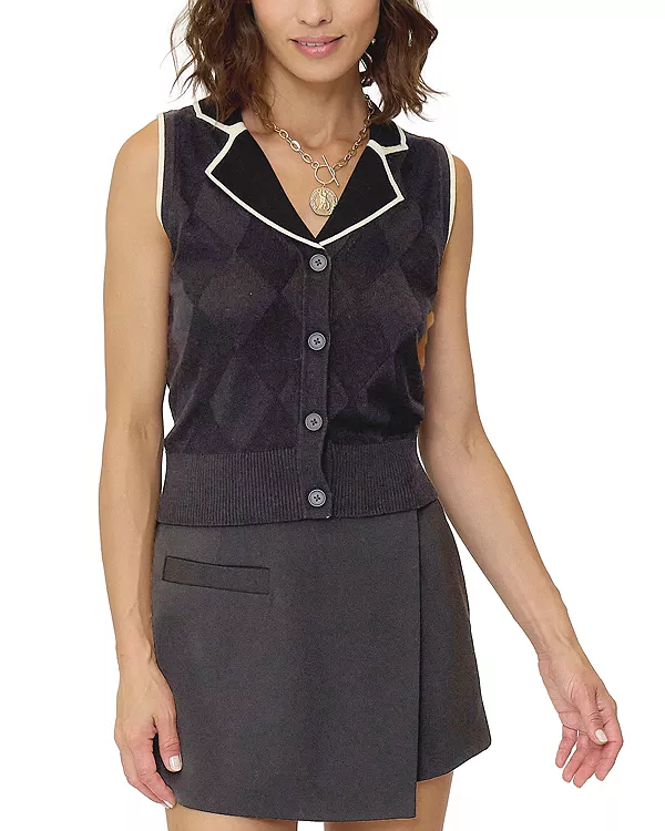 

Женский жилет оливкового цвета с ромбовидной вышивкой Central Park West, черный