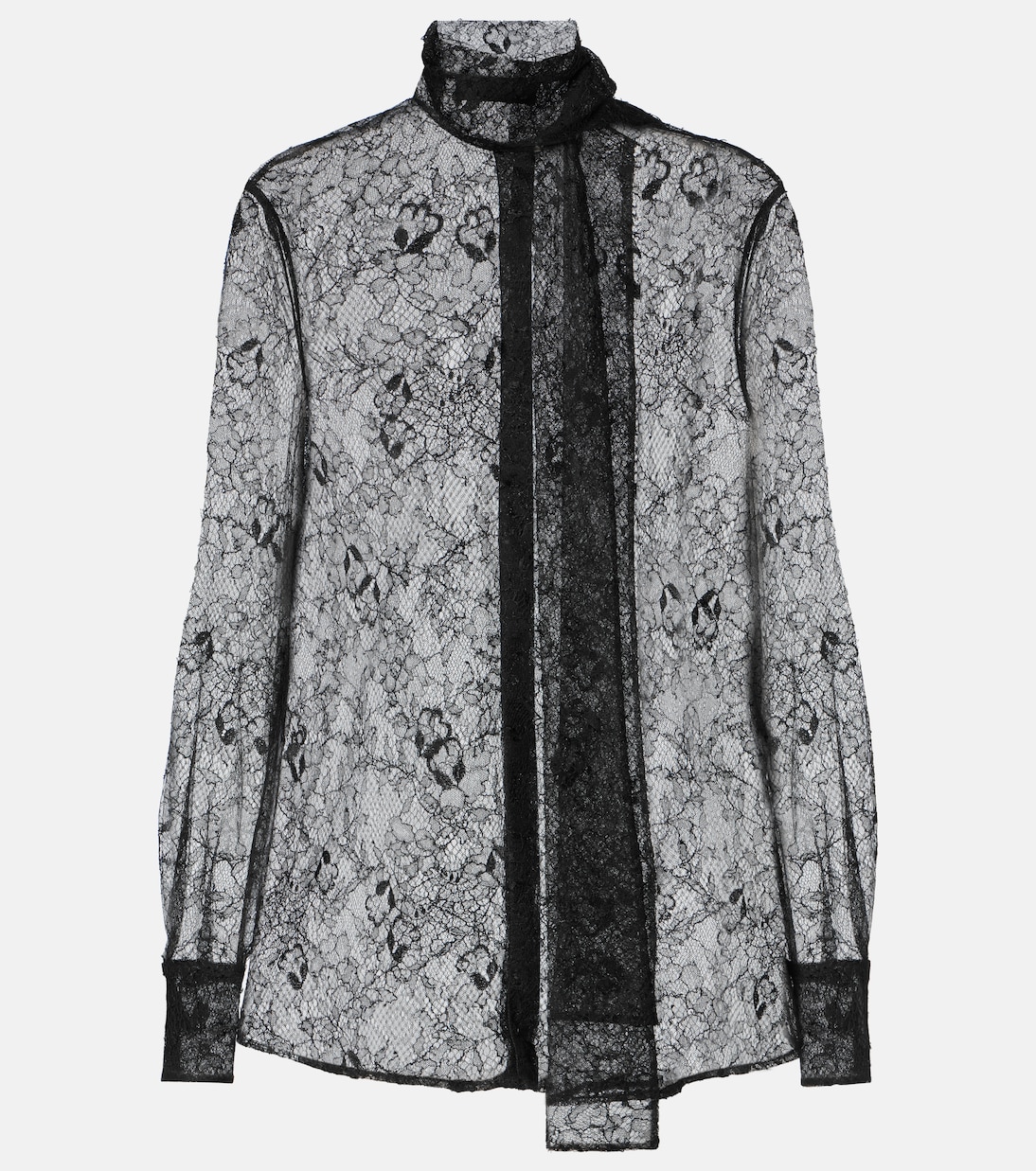 

Блузка с цветочным кружевом и шарфом Valentino, Nero
