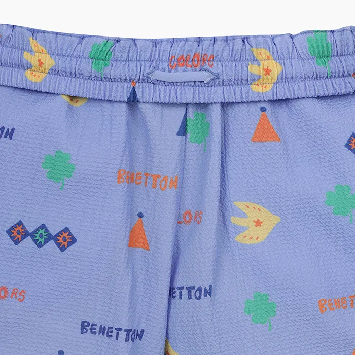 Детские фиолетовые шорты с мульти-узором от Benetton Kids — фото 4