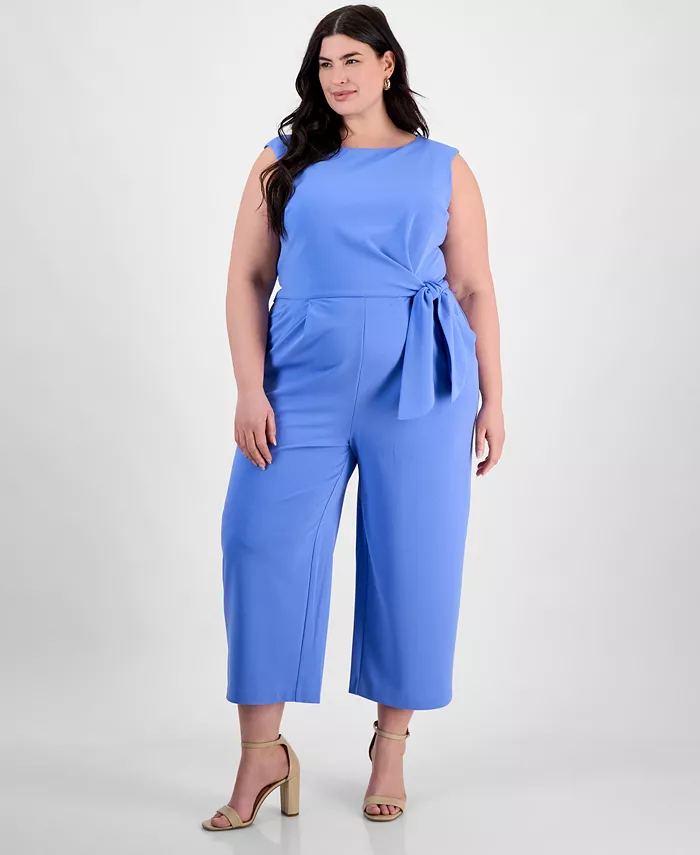 

Tahari Plus Size Безрукавый Короткий Комбинезон с Широкими Штанинами Tahari ASL, синий