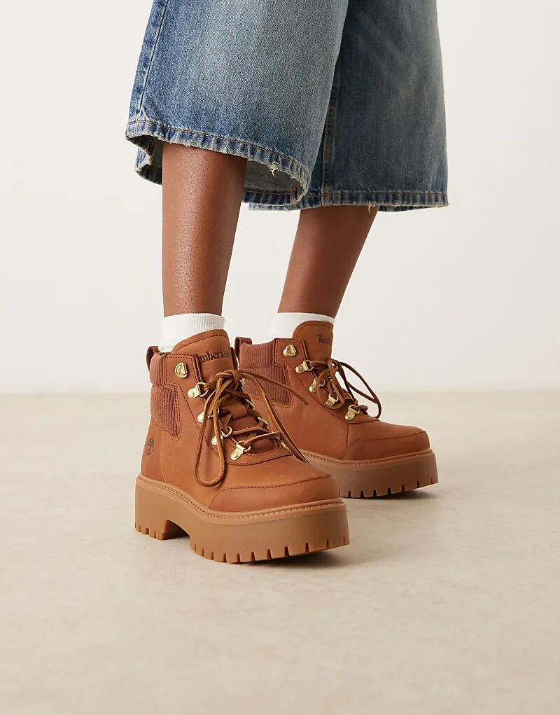 Ботинки Timberland Stone Street на платформе со шнуровкой из коричневого нубука