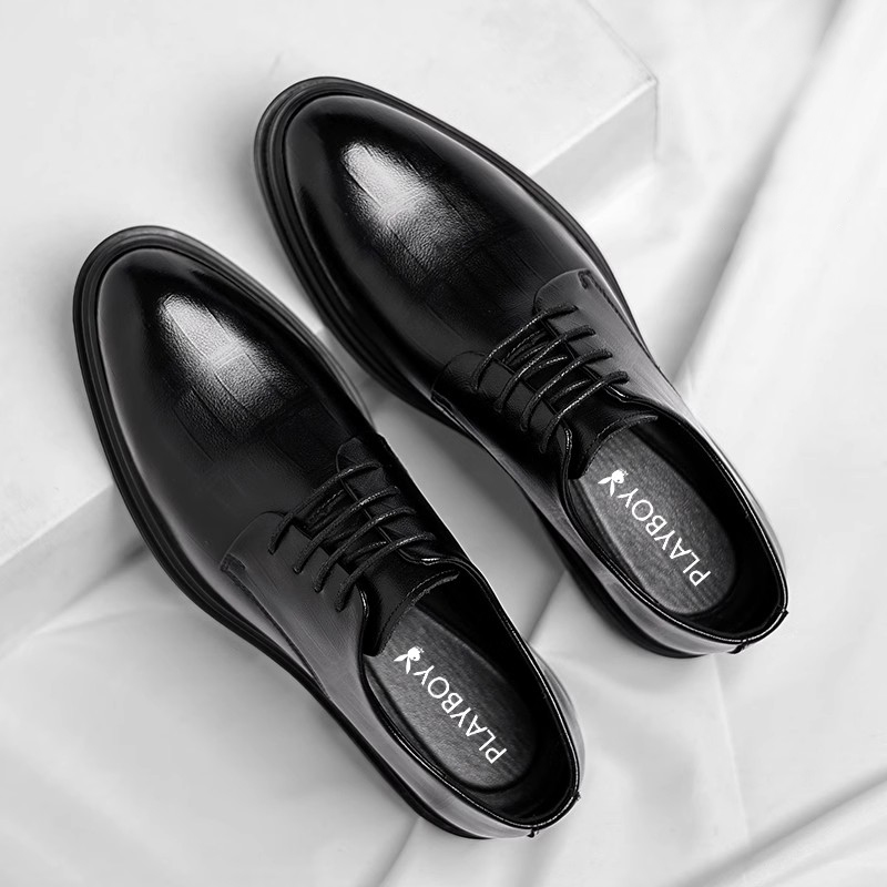 Playboy Мужские классические туфли черные с потайной платформой, цвет Black (Hidden Wedge) — фото 4