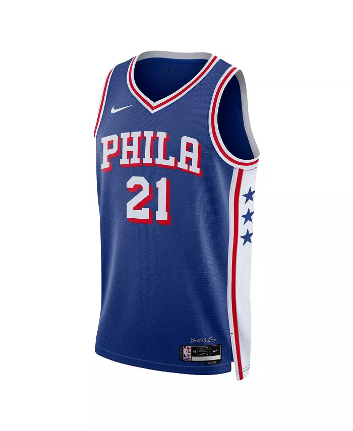 Мужская и женская баскетбольная майка Philadelphia 76ers Tyrese Maxey в королевском цвете - Swingman, Icon Edition Nike — фото 3