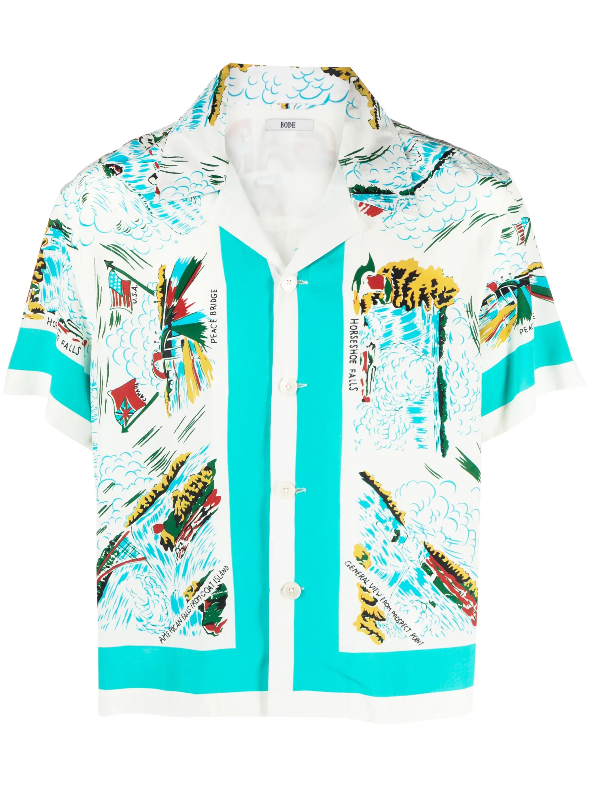 

Шелковая рубашка с графичным принтом Bode, белый