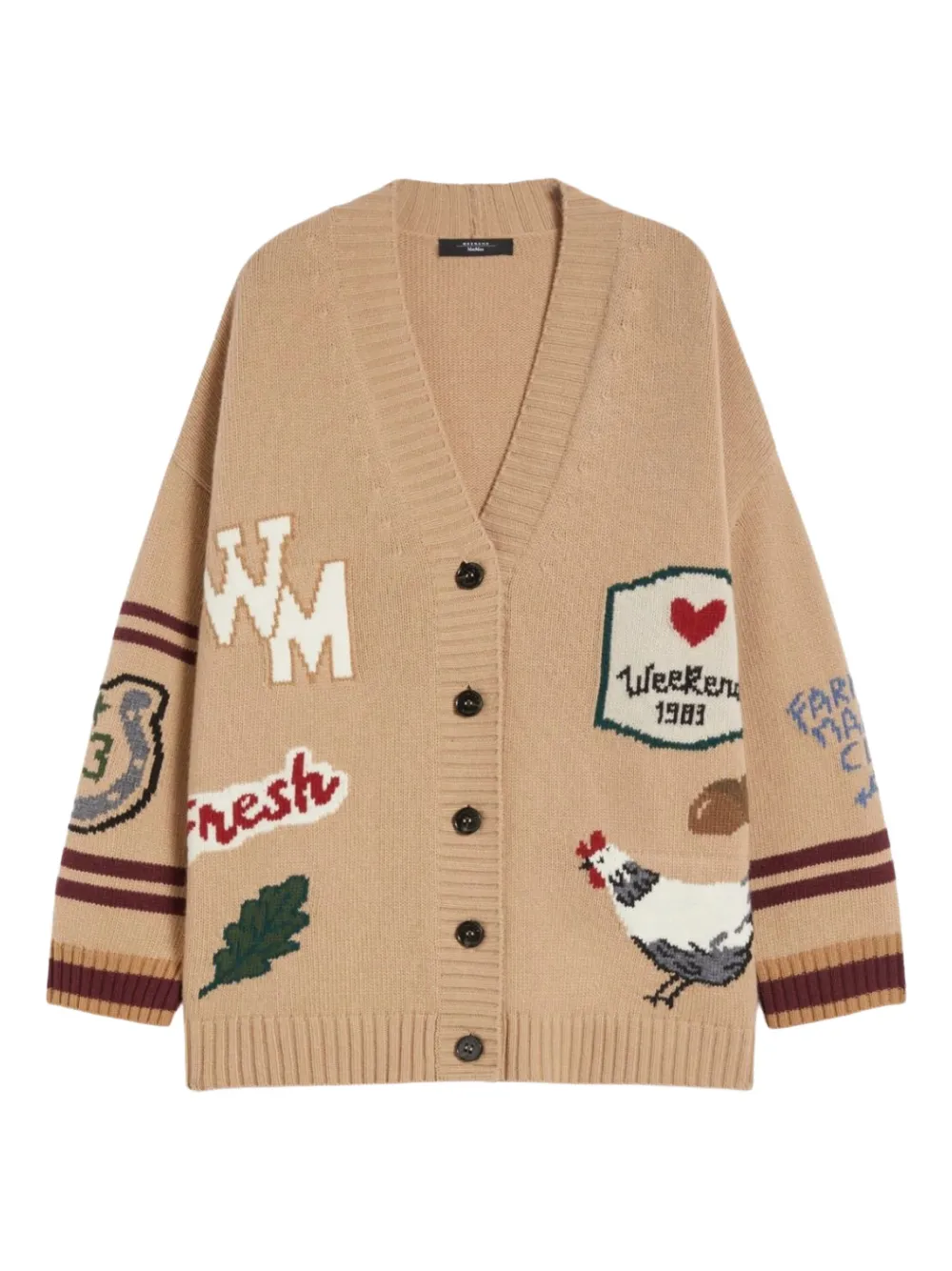 

Кардиган с вышитыми полосками Weekend Max Mara, нейтральный