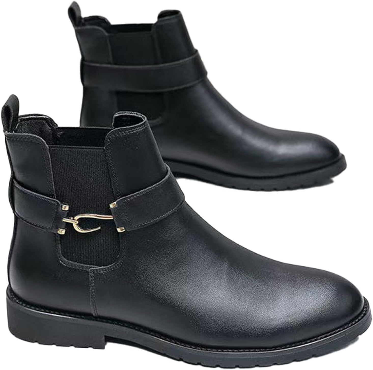 

Мужские ботинки EGDDK Chelsea на высокой платформе с массивным каблуком, с пряжкой, удобные, с остроконечным носком, низким каблуком, подошвой с протектором, противоскользящие, для офиса, вечеринки, прогулок и официальных мероприятий Eggdk, черн...