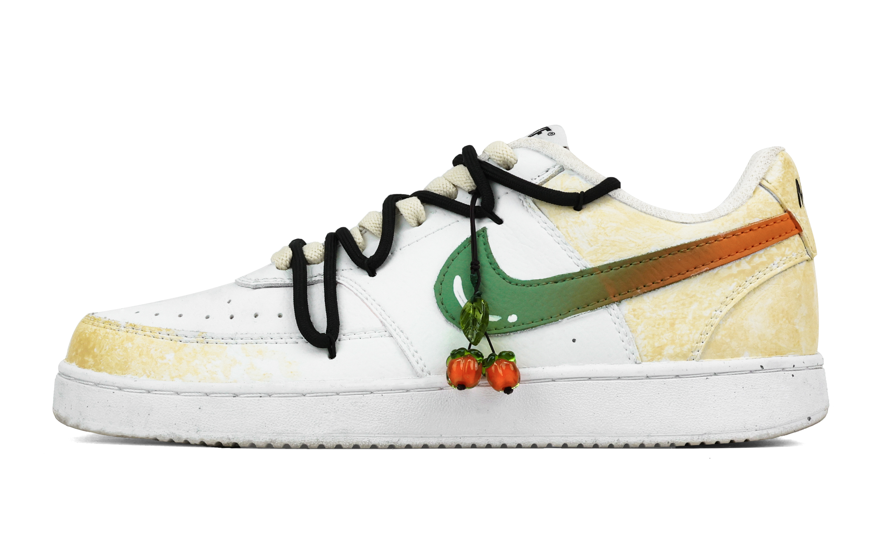 

Nike Кроссовки Court Vision 1 Persimmon Happens с низким верхом, противоскользящие, износостойкие, мужские, белые, желтые