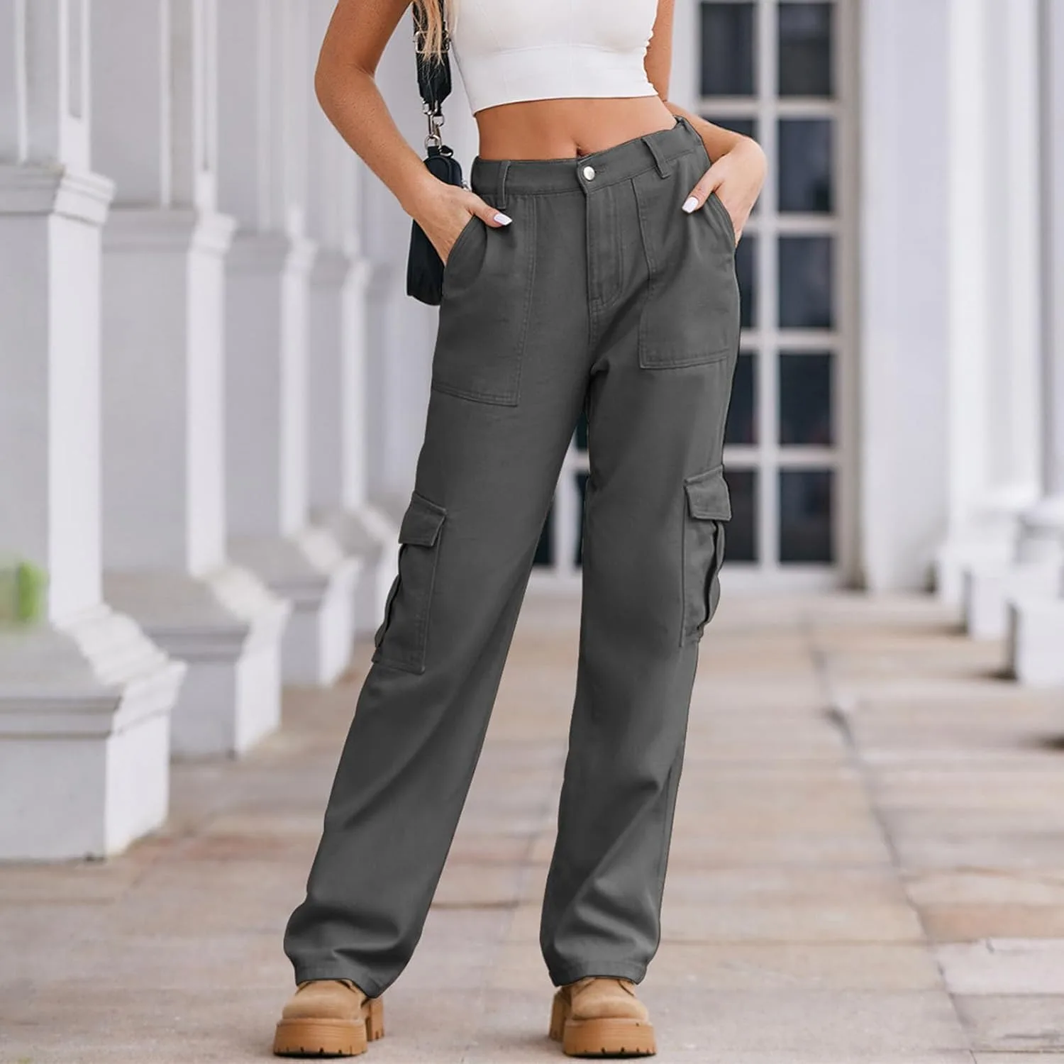 Широкие женские карго джинсы в стиле y2k streetwear — фото 4