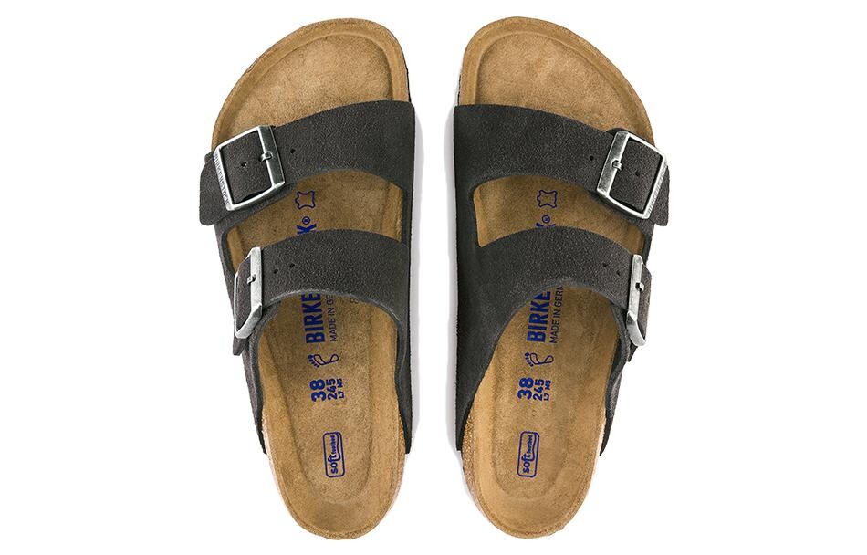 Шлепанцы Arizona Soft Footbed Suede Velvet Grey Birkenstock — фото 4