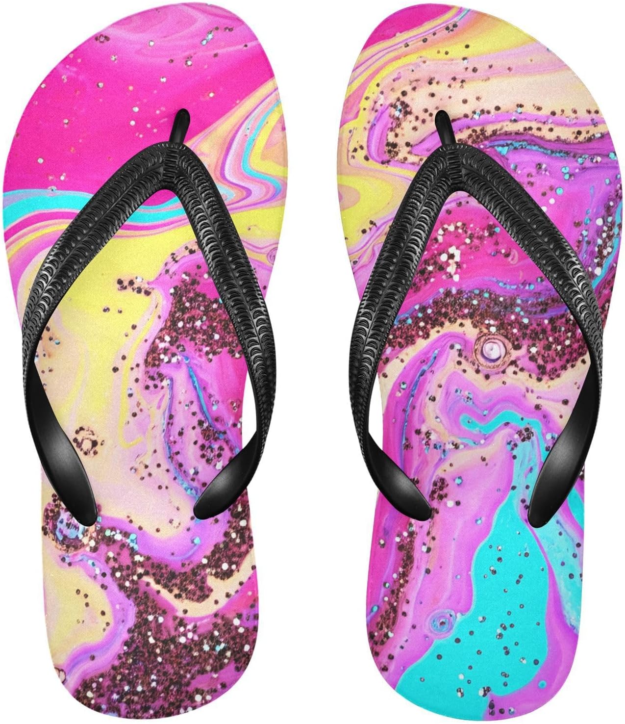 

Женские и мужские пляжные летние сандалии с мраморным дизайном бирюзово-розового цвета, шлепанцы для душа 20862041 Kfbe