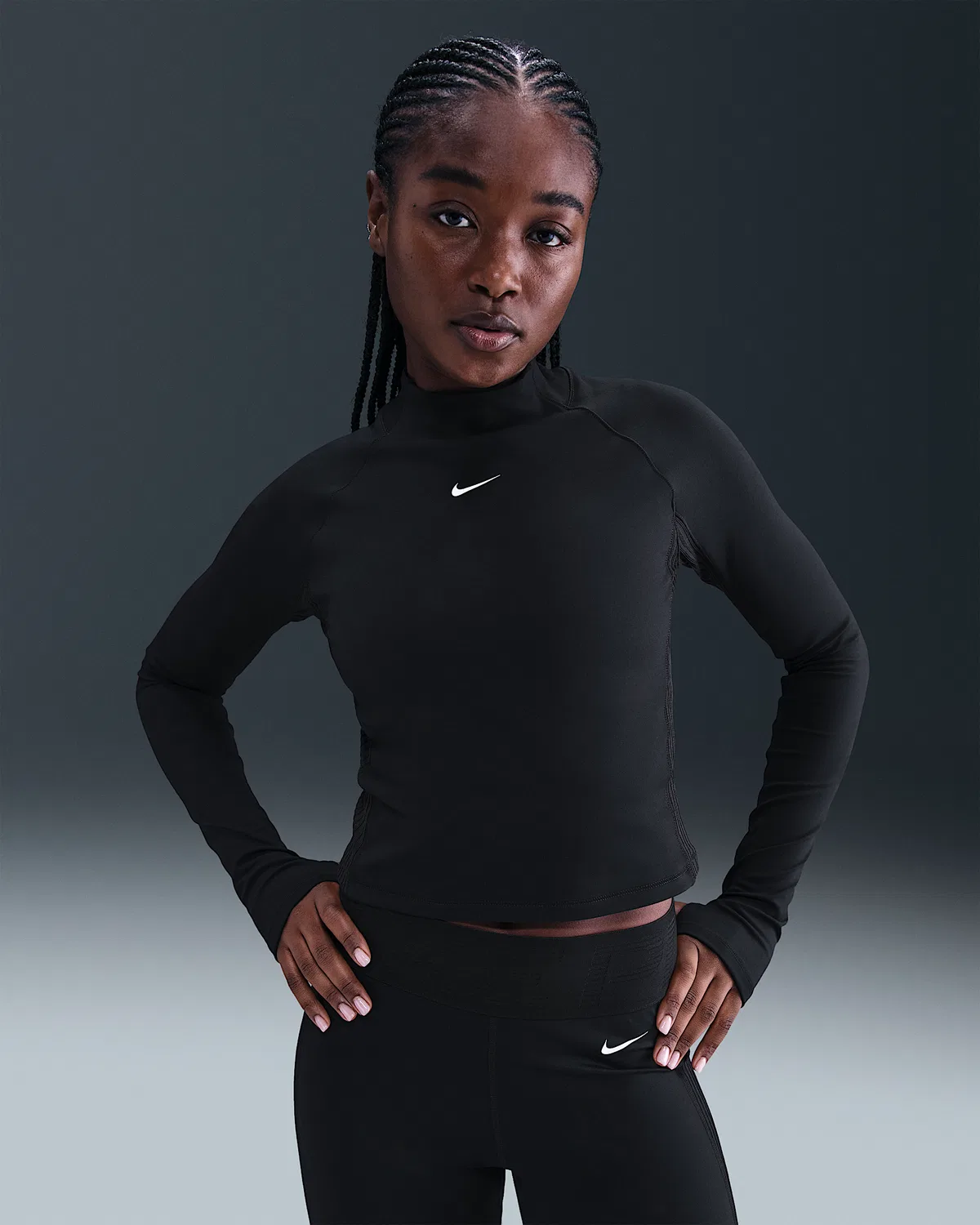 Женская длинная футболка Dri-FIT Nike Pro, Black/White