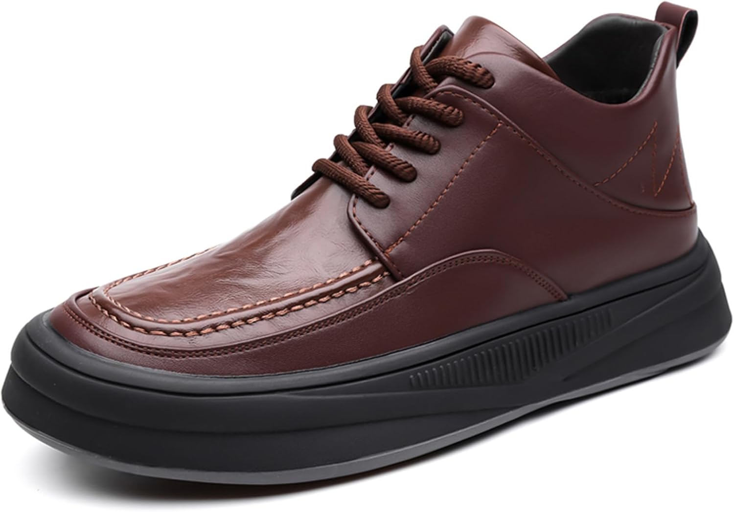 

Мужские оксфорды на шнуровке из натуральной кожи с платформой, удобные, с нескользящей подошвой, с круглым носком, для бизнеса, офиса, работы, вождения и свадьбы Tixewsjh, коричневый