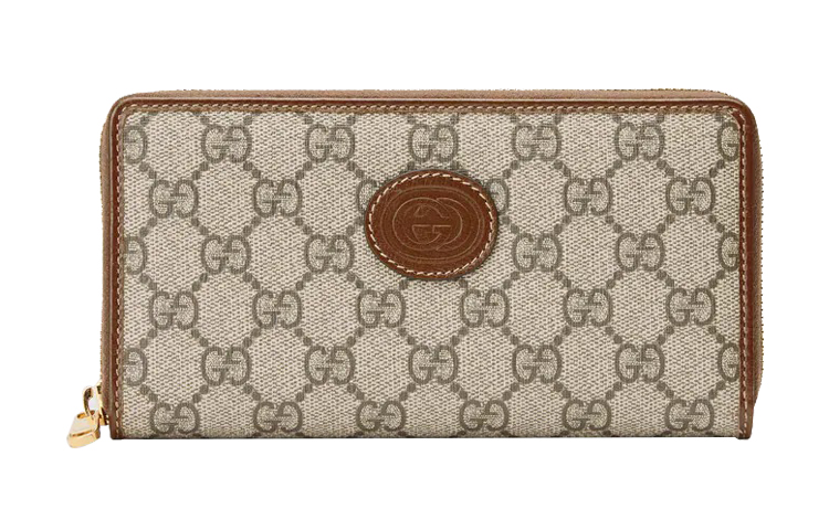 

GUCCI Холщовый кошелек с кожаными вставками унисекс Ebony & Brown