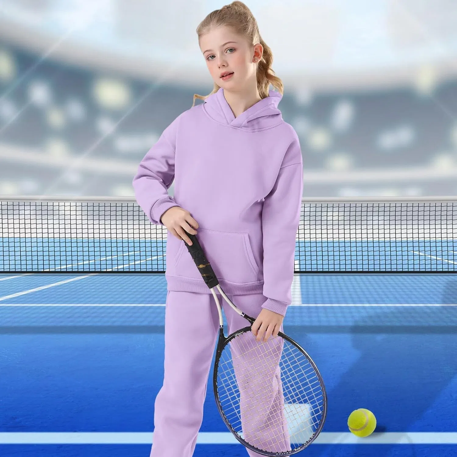 Детский спортивный костюм, толстовка на молнии и джоггеры, Light Purple — фото 4