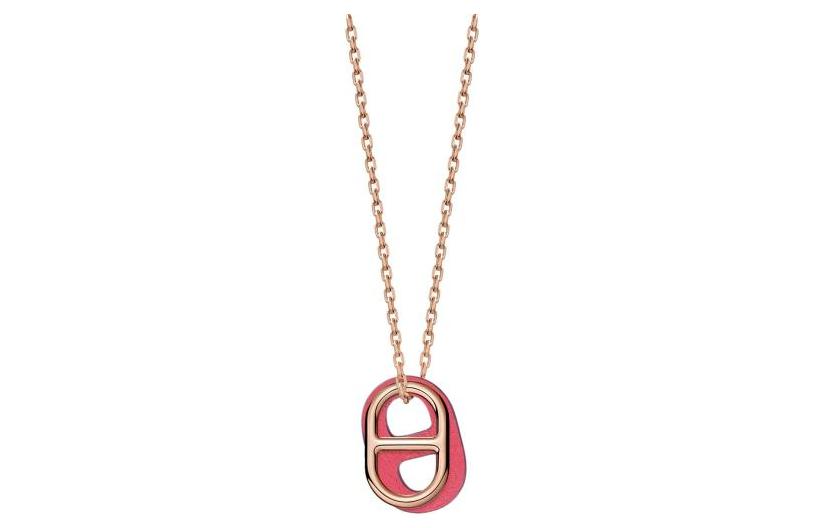Женское ожерелье из телячьей кожи O'Maillon Hermes, розовое золото — фото 2