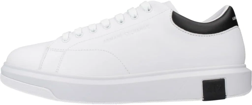 Мужские кроссовки Armani Exchange Action из кожи с боковым логотипом и шнуровкой, Op White Black — фото 3