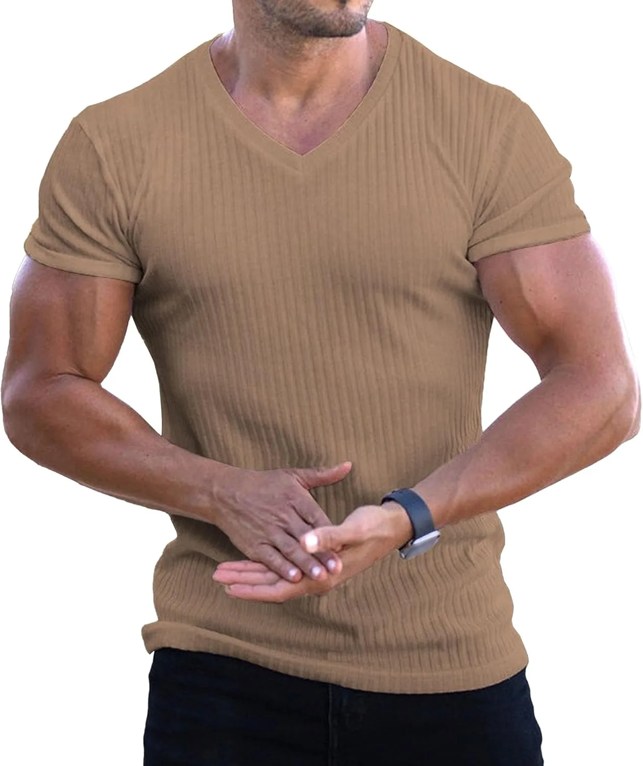 

Мужская спортивная футболка с V-образным вырезом, дышащая, однотонная Maiyifu-GJ