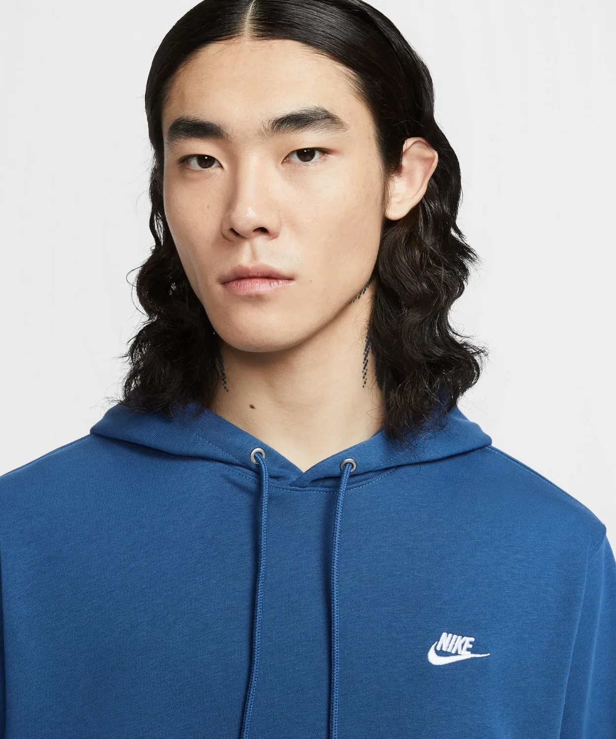 Худи Nike Club с капюшоном из френч-терри, длинный рукав, синее — фото 4