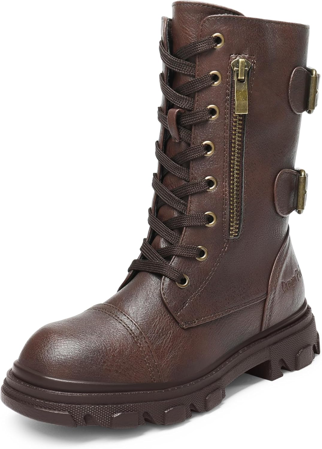 

Ботинки DREAM PAIRS для девочек с боковой молнией, ботильоны на шнуровке для малышей/детей младшего и старшего возраста, Brown