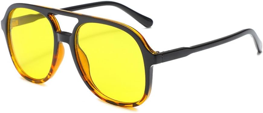 

Солнцезащитные очки с двойной оправой для женщин и мужчин, модные спортивные солнцезащитные очки, очки для вождения в ночное время, спортивные овальные очки MTZJH, Leopard Black Yellow