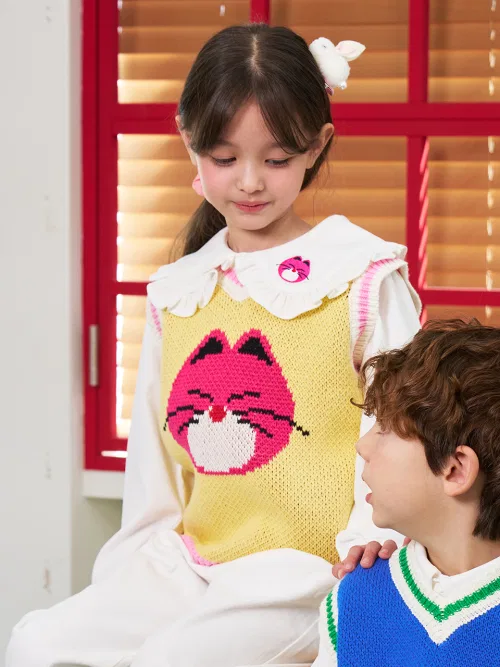 Жилет Smile Cat Knit от MINIDOU, детский, вязаный, цвет другой — фото 2