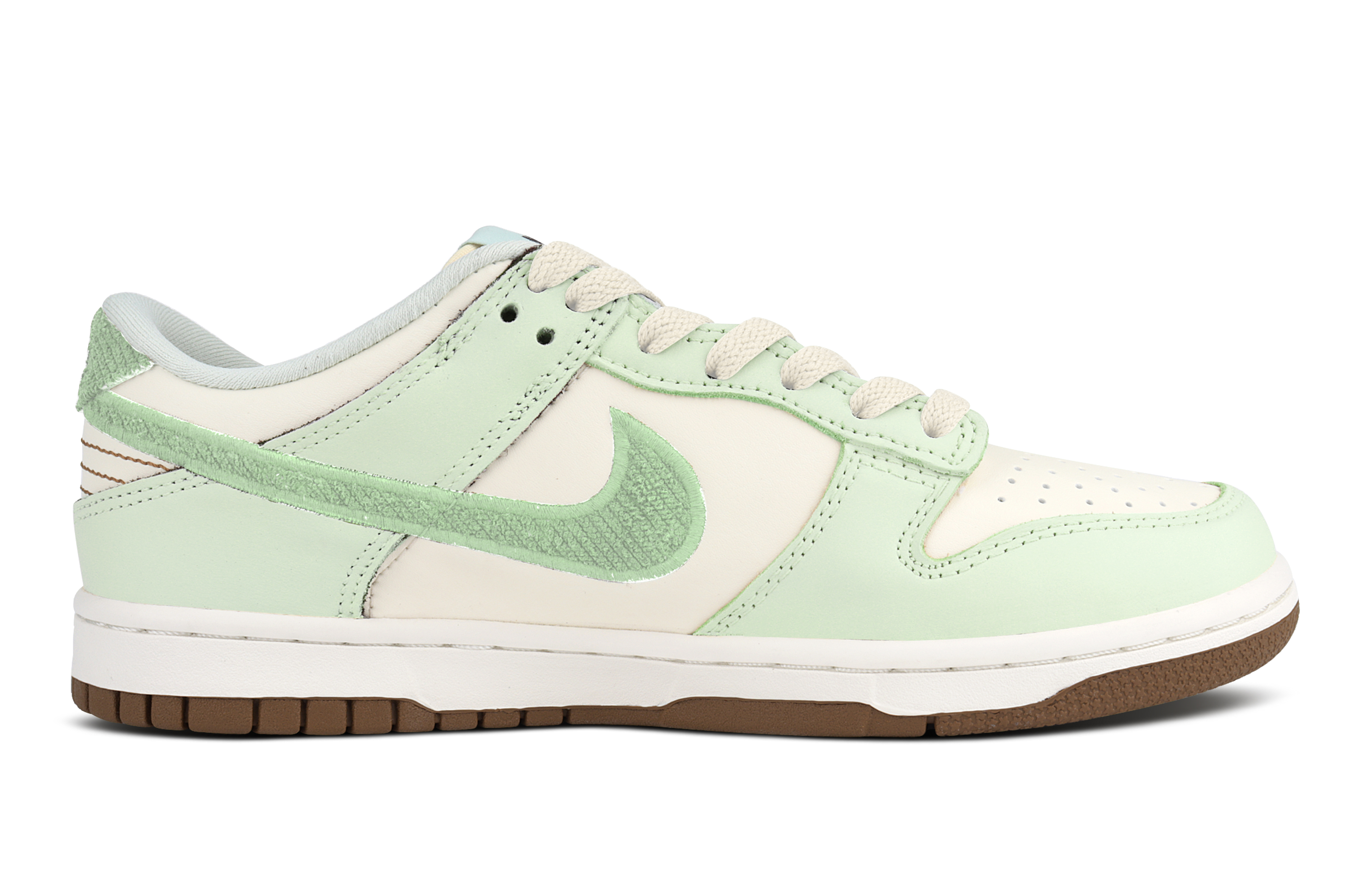 Nike Кроссовки для скейтбординга Dunk Low Top для детей бежевые белые зеленые для подростков — фото 4