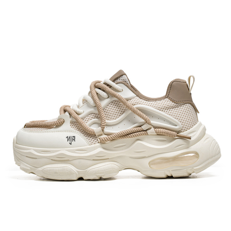 

NANJIREN Мужские бежевые кроссовки лоу-топ с массивной подошвой, цвет Beige