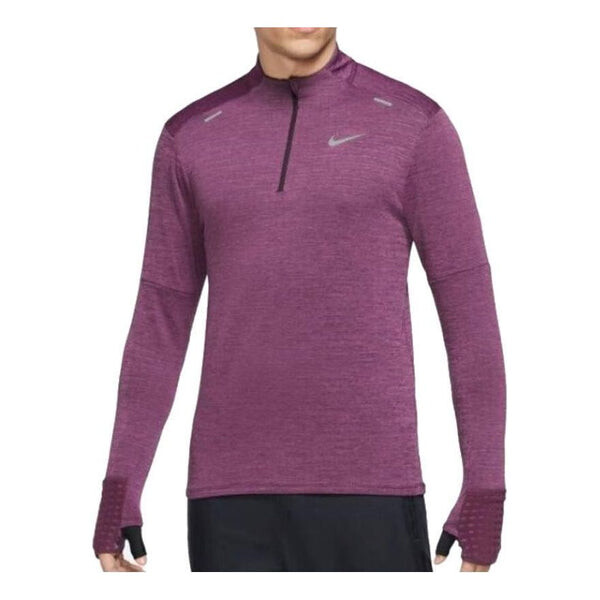 

Футболка therma fit repellent element 1 2 молния беговой топ Nike, фиолетовый