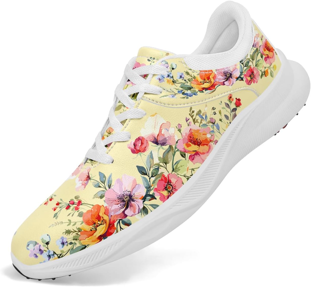 

Женские гольф-туфли без шипов, водонепроницаемые, с цветочным принтом, легкие кроссовки для гольфа, удобные спортивные туфли для ходьбы с противоскользящей вентиляцией подошвы Awsole, розовый