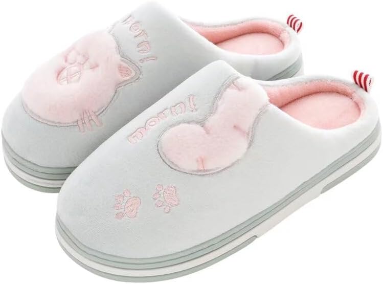 

Мужские и женские домашние хлопковые тапочки Zonkacen с милым мультяшным котом, светло-зеленый