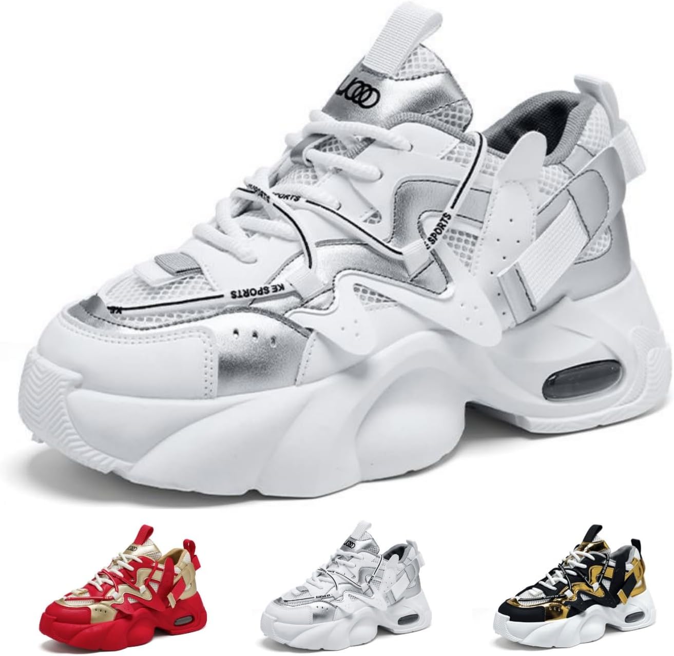 

Мужские и женские кроссовки Y2K в уличном стиле, массивные, повседневные, спортивные, дышащие и удобные для ходьбы Macefil, белый