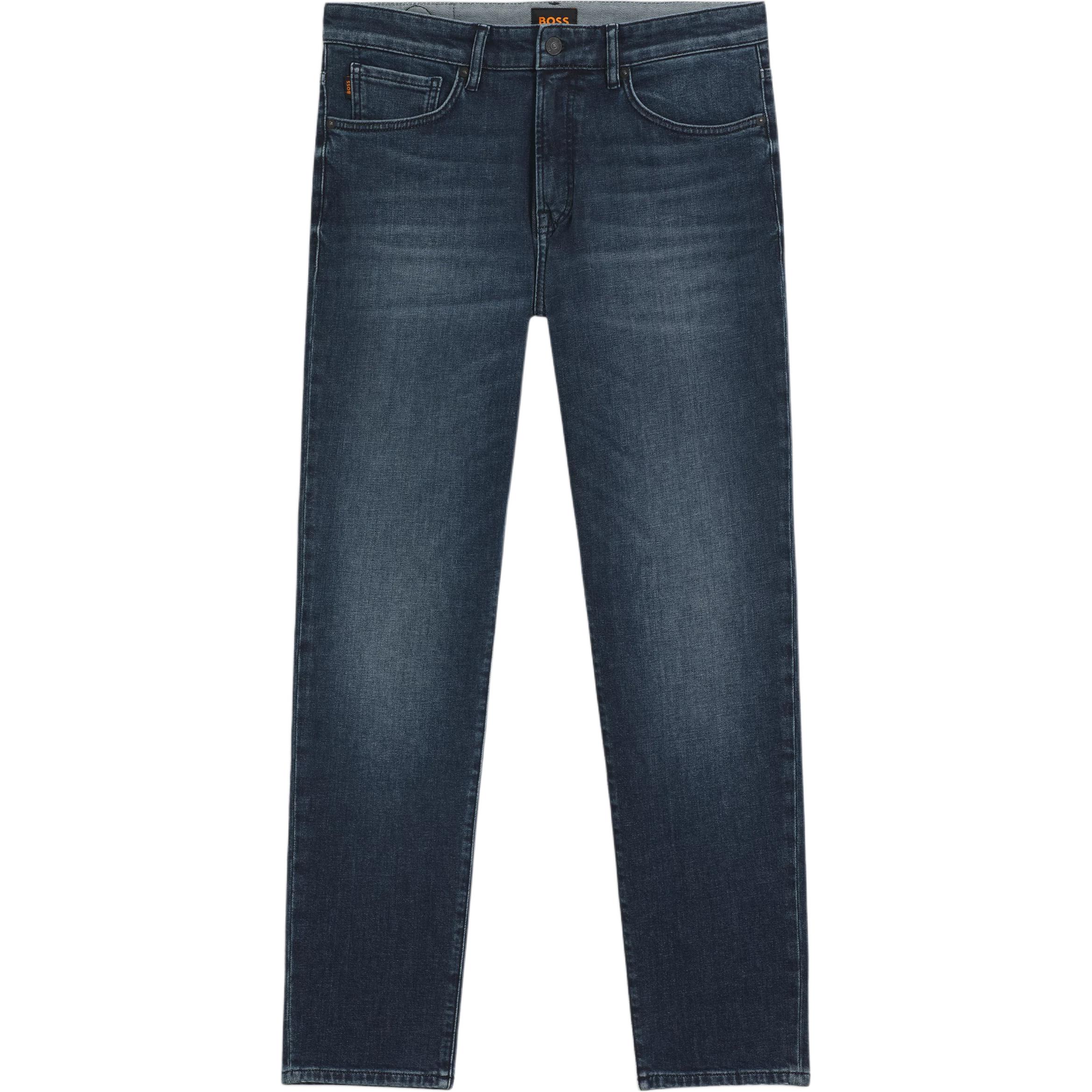 

Джинсы с кожаными нашивками Hugo Boss, темный синий