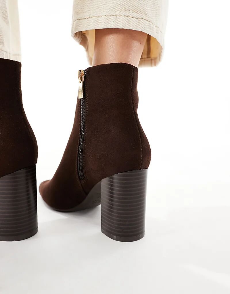 Ботильоны New Look из искусственной замши на блочном каблуке коричневого цвета — фото 3