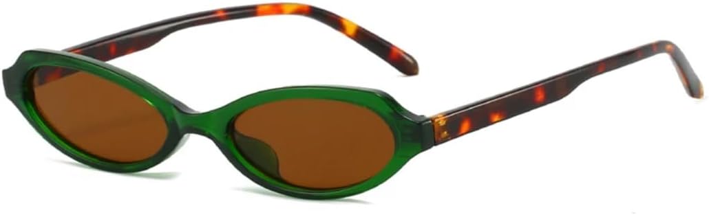 

Маленькие солнцезащитные очки «кошачий глаз» для мужчин, защита от УФ-излучения UV400, модные овальные линзы, женские солнцезащитные очки в стиле панк TVTBBVV, Green Leopard Tea