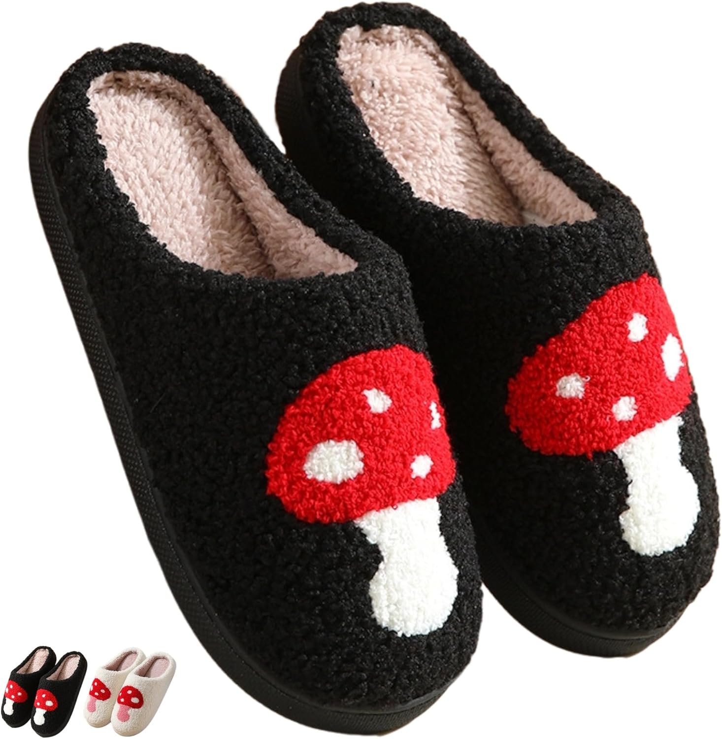 

Домашние тапочки Мода Гриб Теплые тапочки Осень Зима Хлопковые тапочки Домашние тапочки для женщин и мужчин Мягкие пушистые тапочки Для улицы и дома Уютные тапочки Мягкая обувь для спальни Слипоны Iwhgrmp, черный