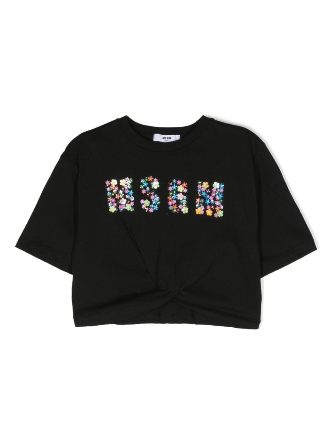 

MSGM Kids укороченная футболка с логотипом, черный