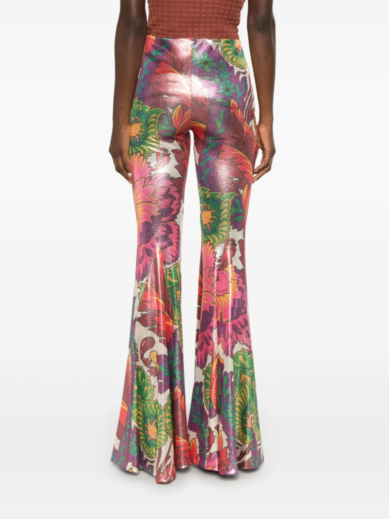 ETRO ламинированные брюки с цветочным принтом, розовый — фото 4