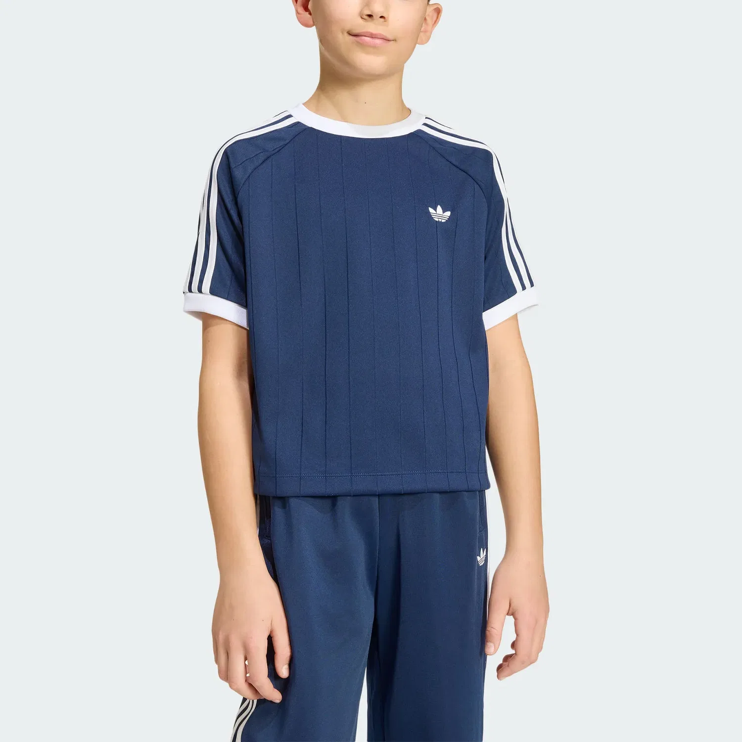 Футболка Adidas Originals Kids с круглым вырезом темно-синяя — фото 3