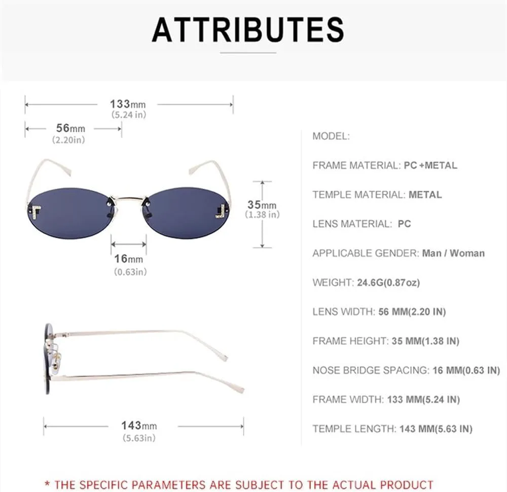 

Овальные солнцезащитные очки для женщин в стиле ретро с градиентной металлической оправой без рамки, для мужчин, для активного отдыха и вождения MTZJH, 7